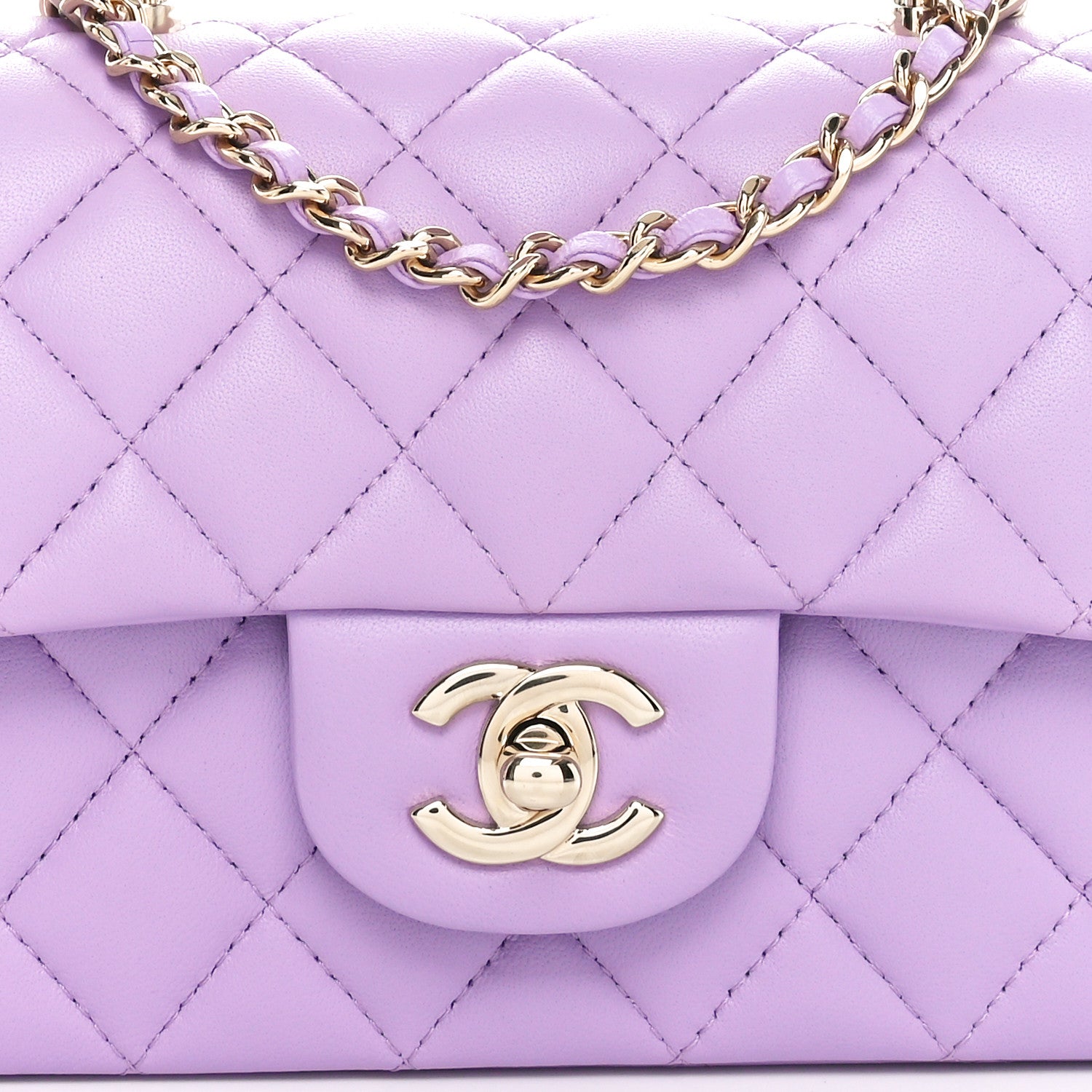 Chanel Lambskin Quilted Mini Top Handle Rectangular Flap Light Purple 8 of 10