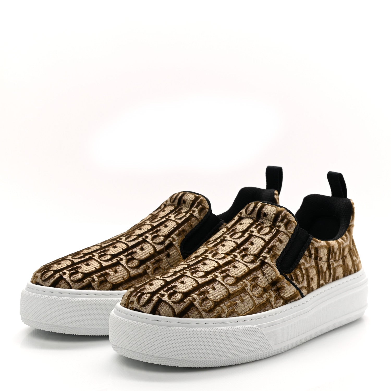 Christian Dior Velvet Oblique Womens Solar Slip On Sneakers 38 Bronze 3 of 8