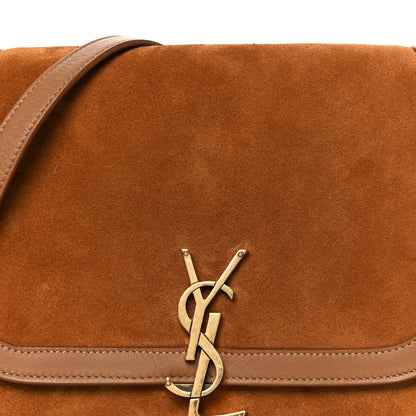 Saint Laurent Suede Smooth Calfskin Monogram Medium Solferino Soft Satchel Cinnamon 9 of 11