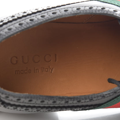 Gucci Calfskin Web Bee Embroidered Mens Wingtip Derby Loafers 10 Black 5 of 14