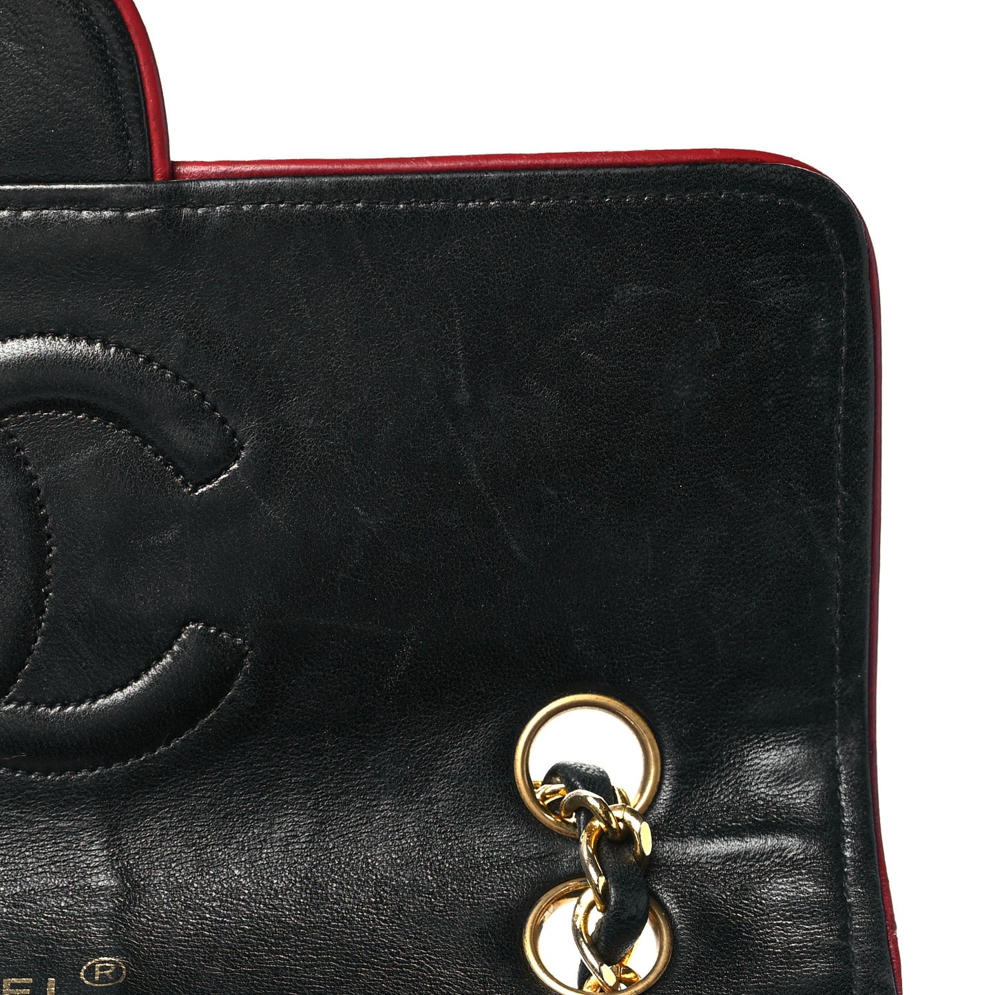 Lambskin Quilted Bi-Color Small Single Flap Black