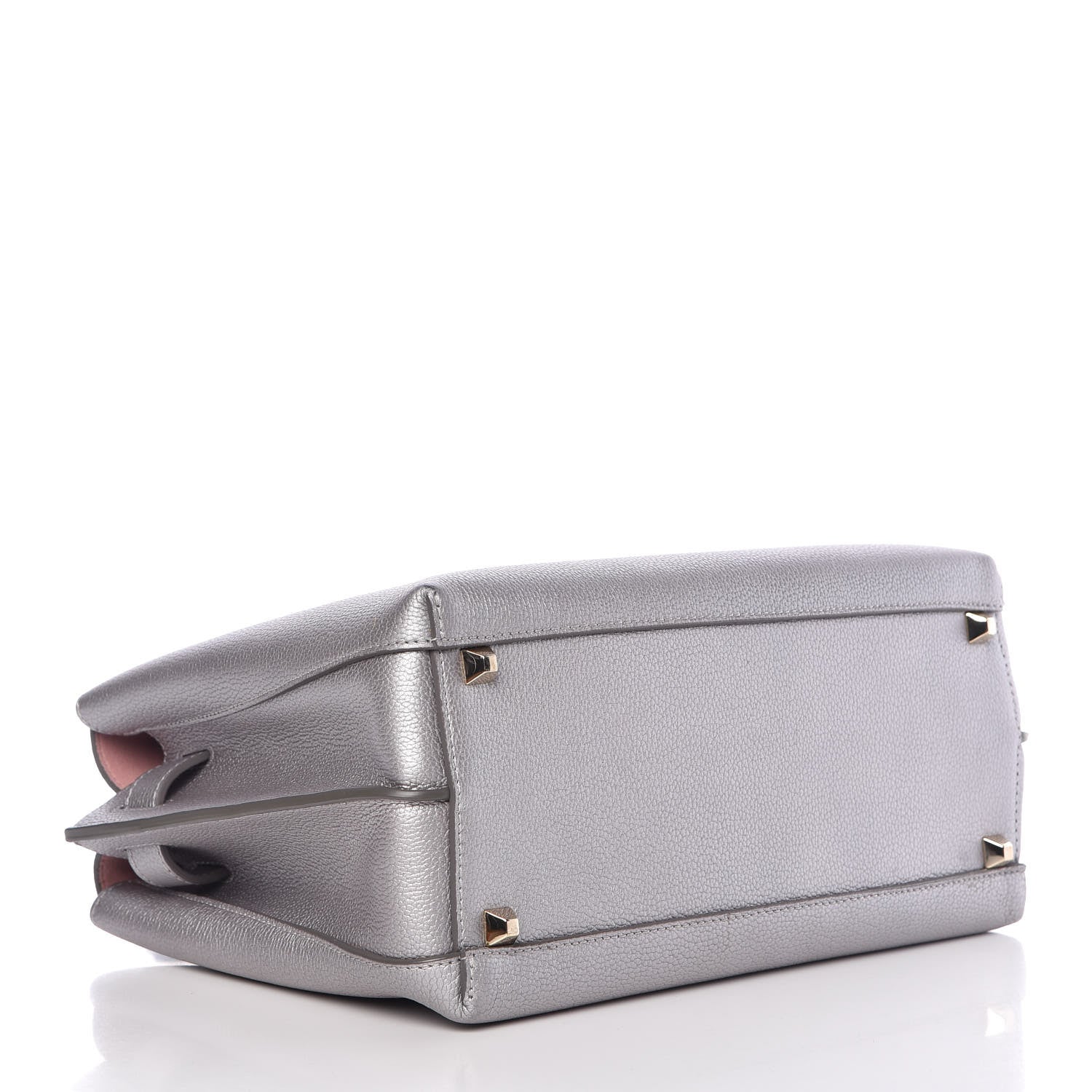 MCM Metallic Grained Calfskin Medium Milla Tote Spike Silver 5 of 14