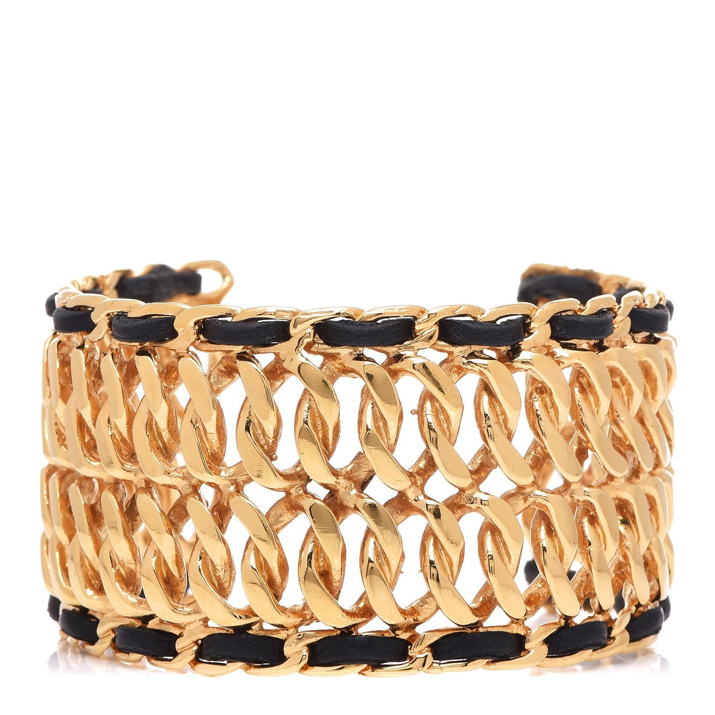 Lambskin Chain CC Cuff Black Gold