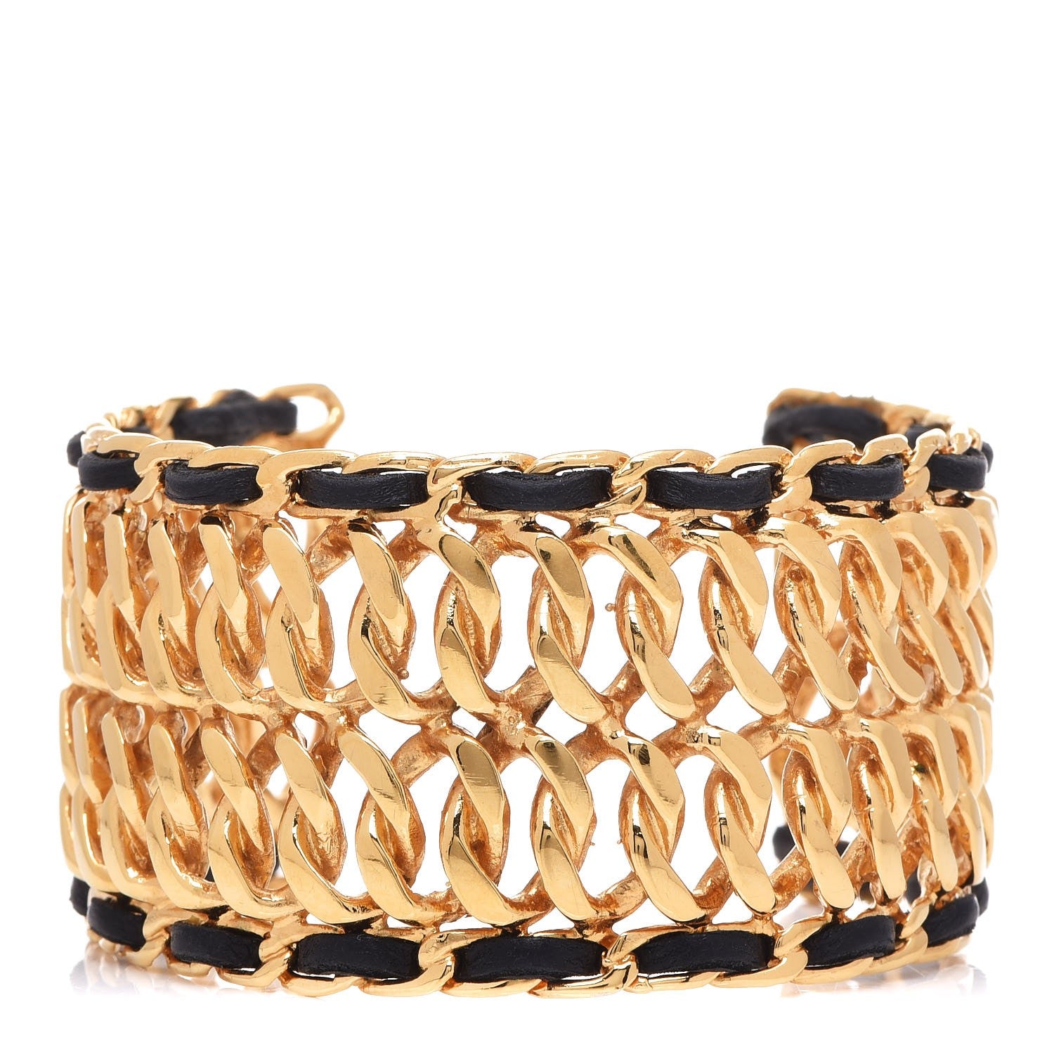 Chanel Lambskin Chain CC Cuff Black Gold 1 of 6