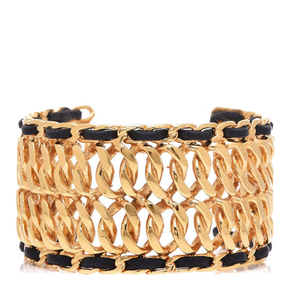 Chanel Lambskin Chain CC Cuff Black Gold 1 of 6