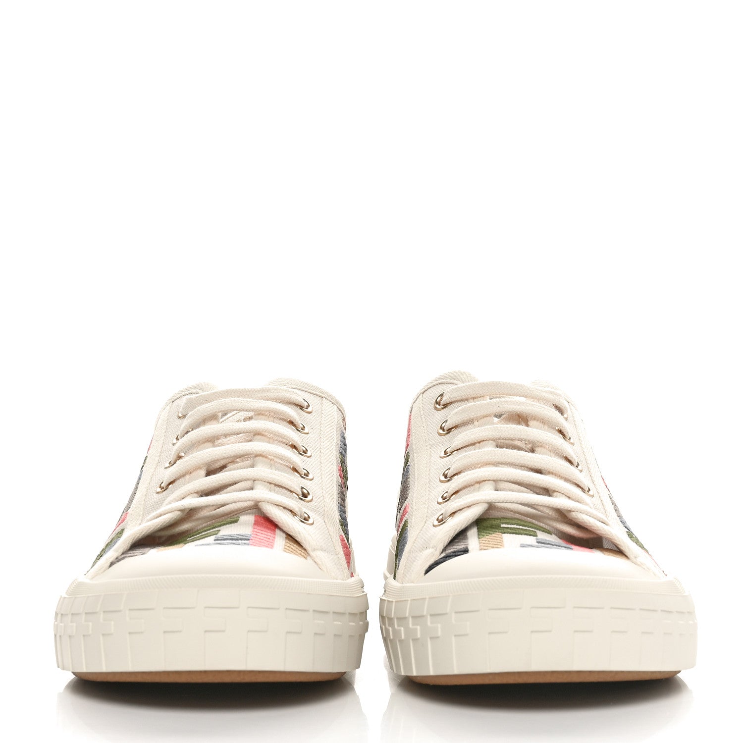 Fendi Kuban Canvas FF Womens Domino Low Top Sneakers 39 Grezzo Multicolor Latte 2 of 7