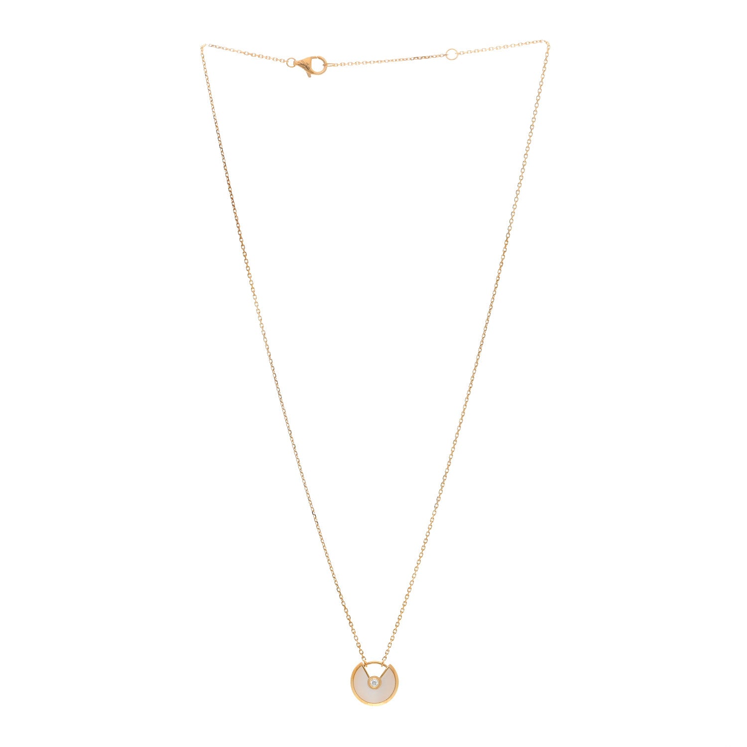 Cartier 18K Yellow Gold Diamond Mother of Pearl XS Amulette de Cartier Pendant Necklace 3 of 5