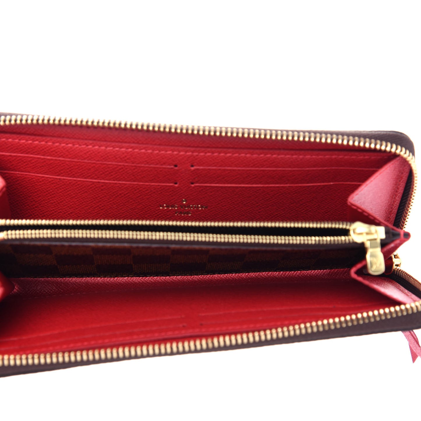 Damier Ebene Clemence Wallet Cherry