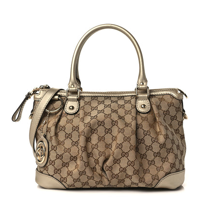 Gucci Monogram Medium Sukey Top Handle Bag Golden Beige 1 of 9