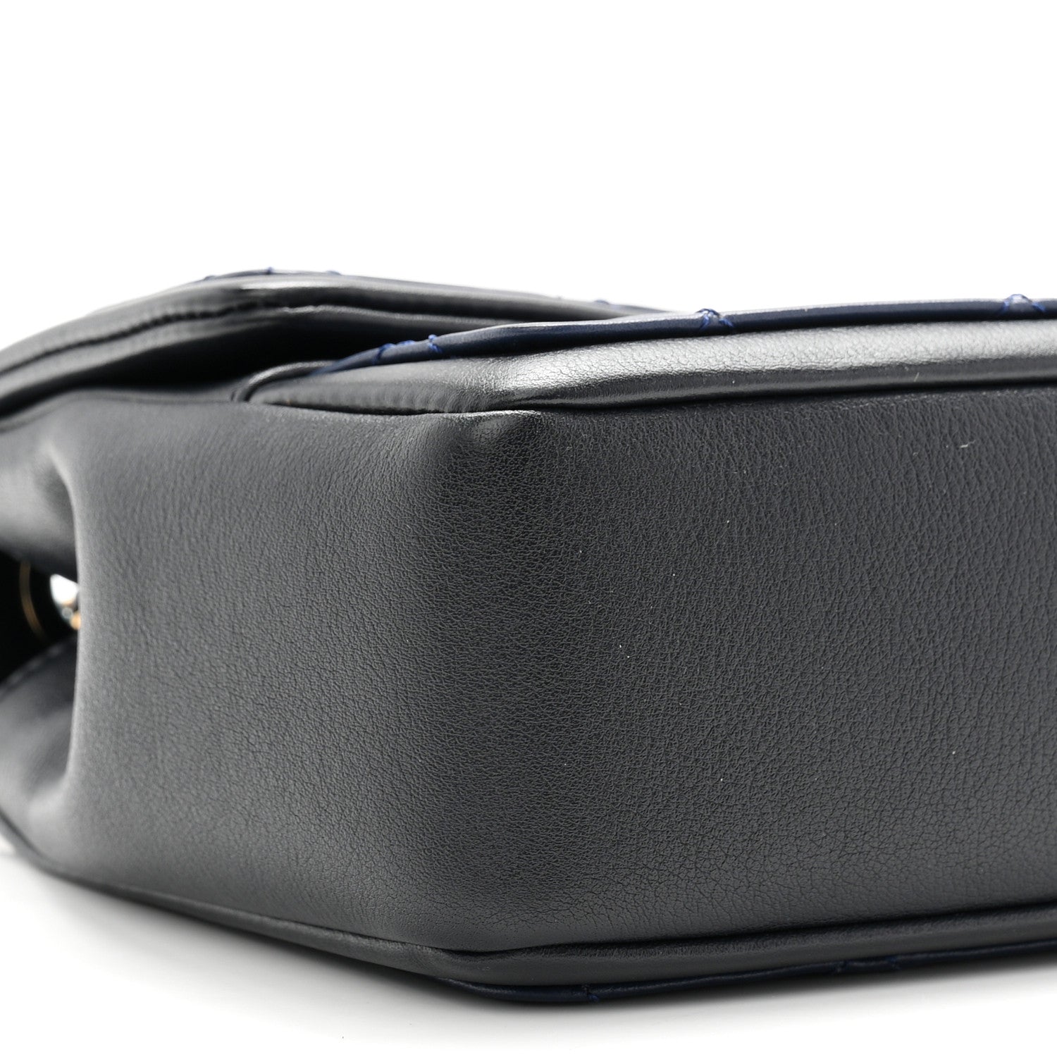 Chanel Lambskin Quilted Medium Graphic Flap Navy Black 9 of 11