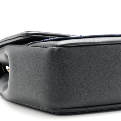 Chanel Lambskin Quilted Medium Graphic Flap Navy Black 9 of 11