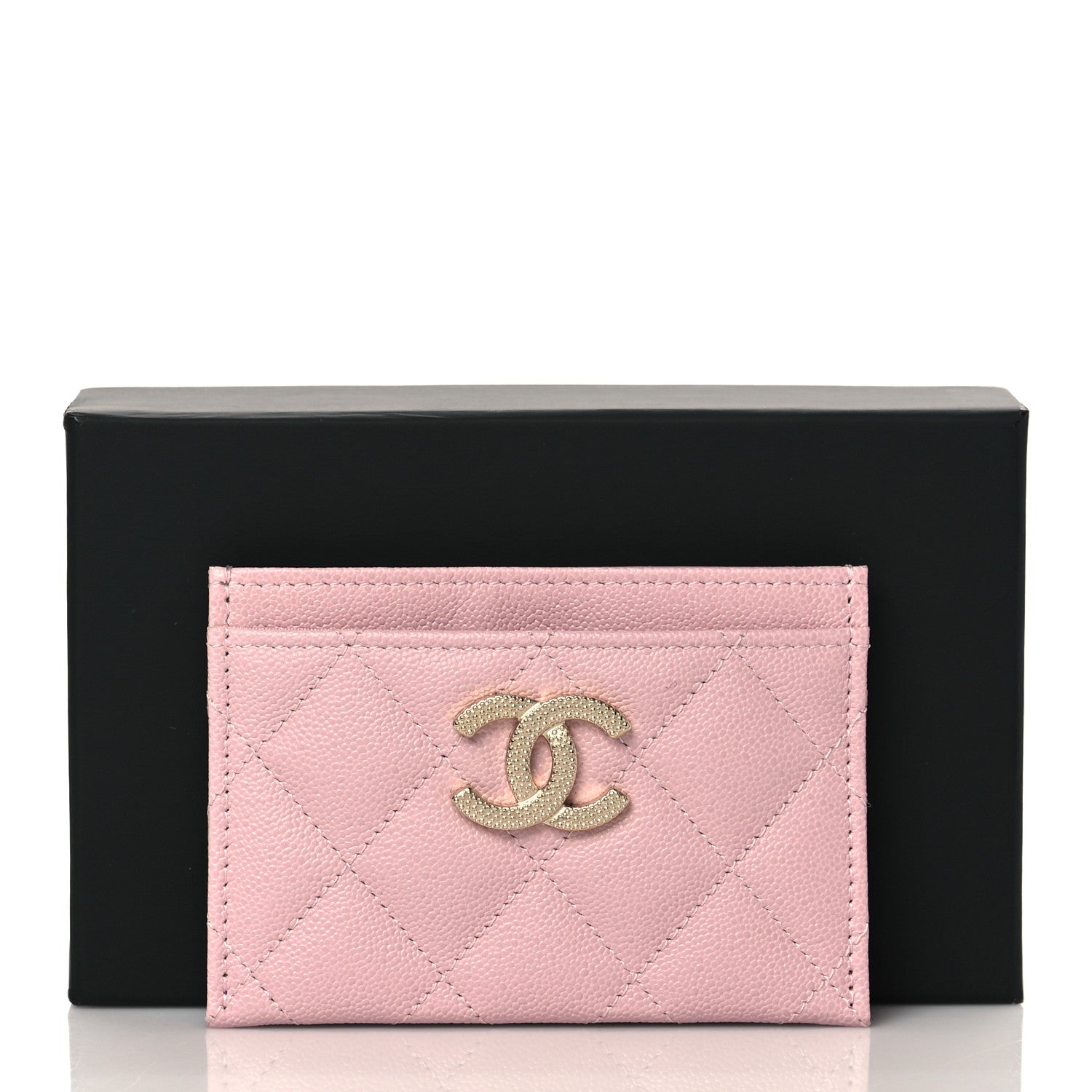 Chanel Caviar Quilted Studded CC Card Holder Light Pink 10 of 10