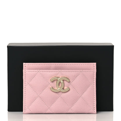 Chanel Caviar Quilted Studded CC Card Holder Light Pink 10 of 10