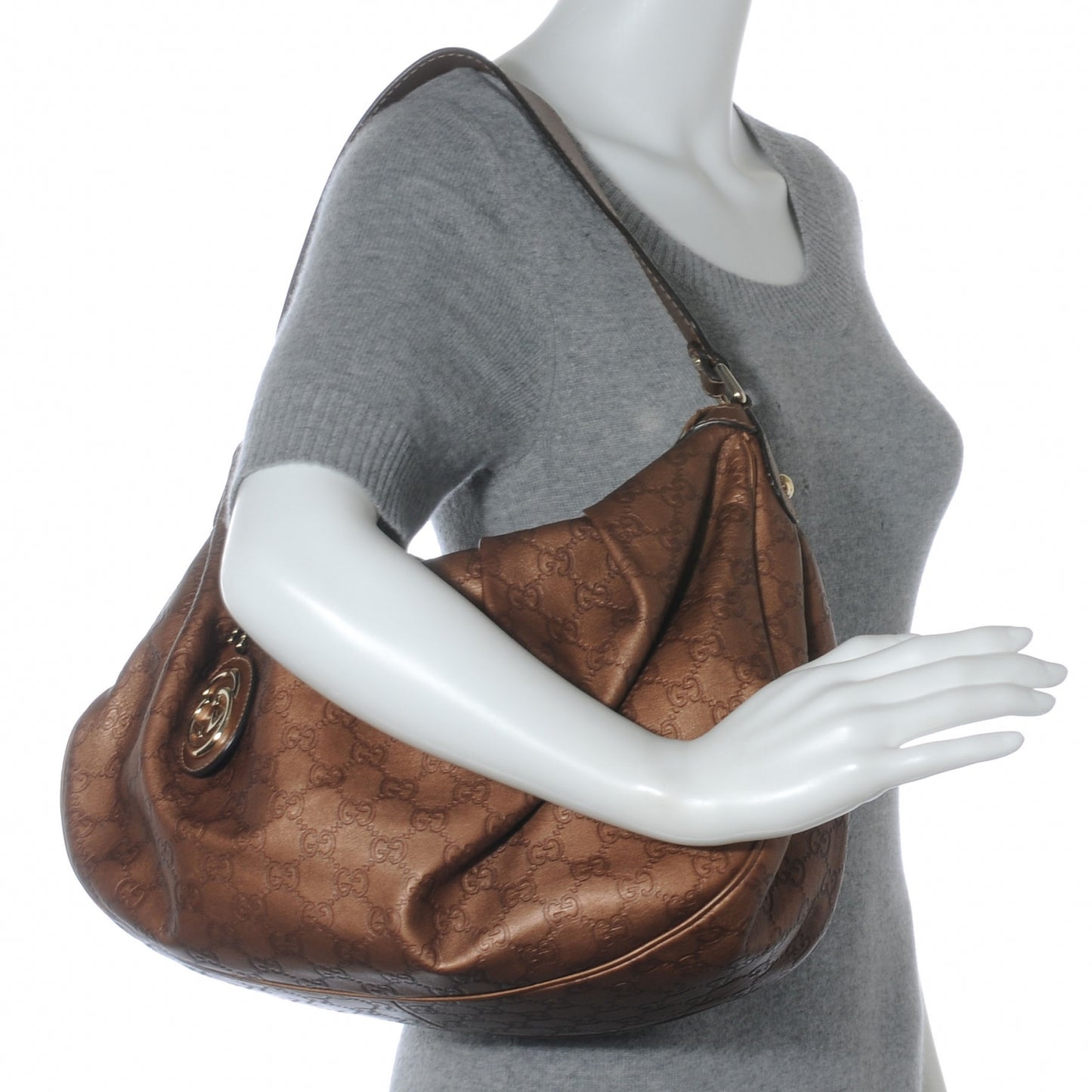 Guccissima Medium Sukey Hobo Bronze
