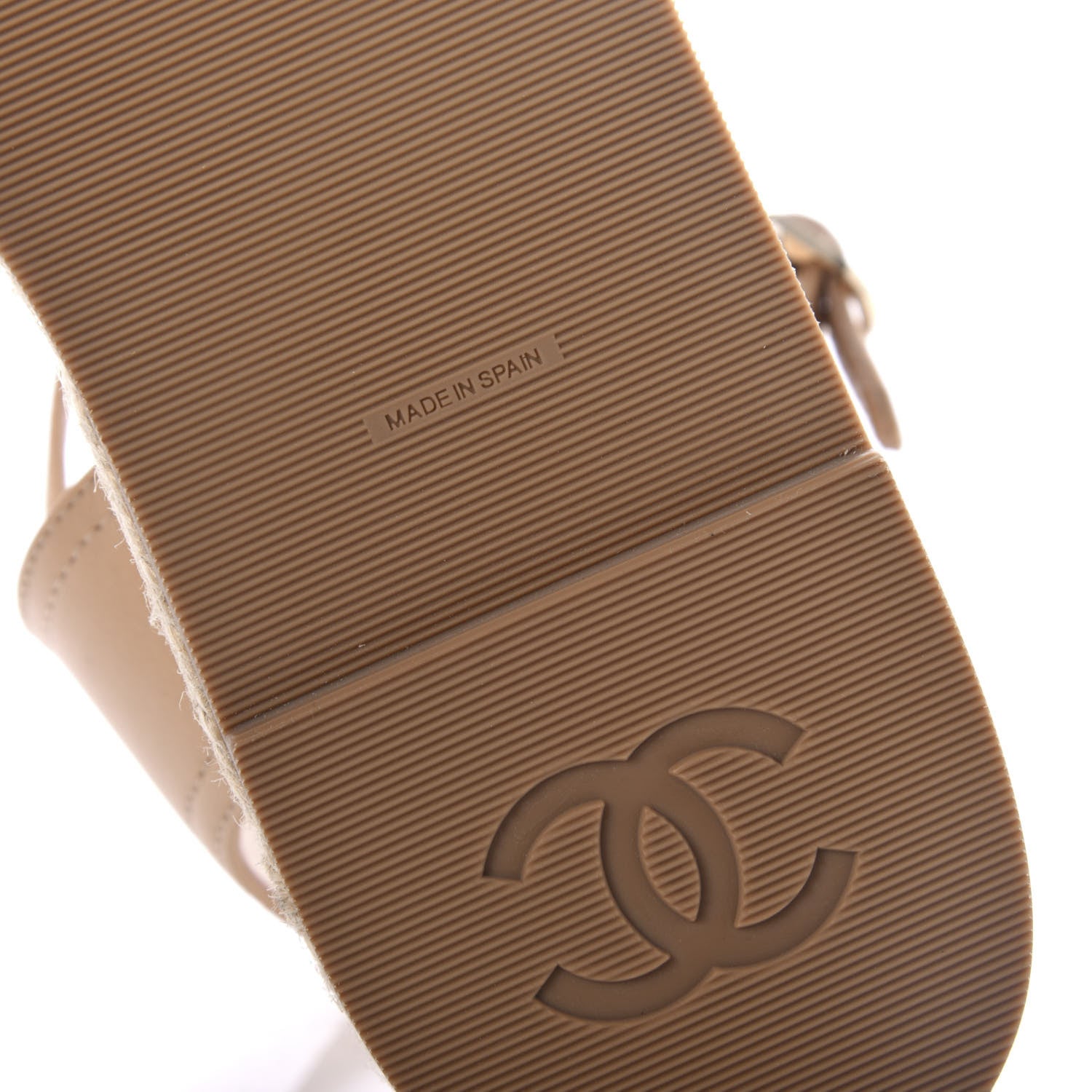 Chanel Lambskin Cap Toe CC Espadrille Sandals 39 Beige Black 8 of 10