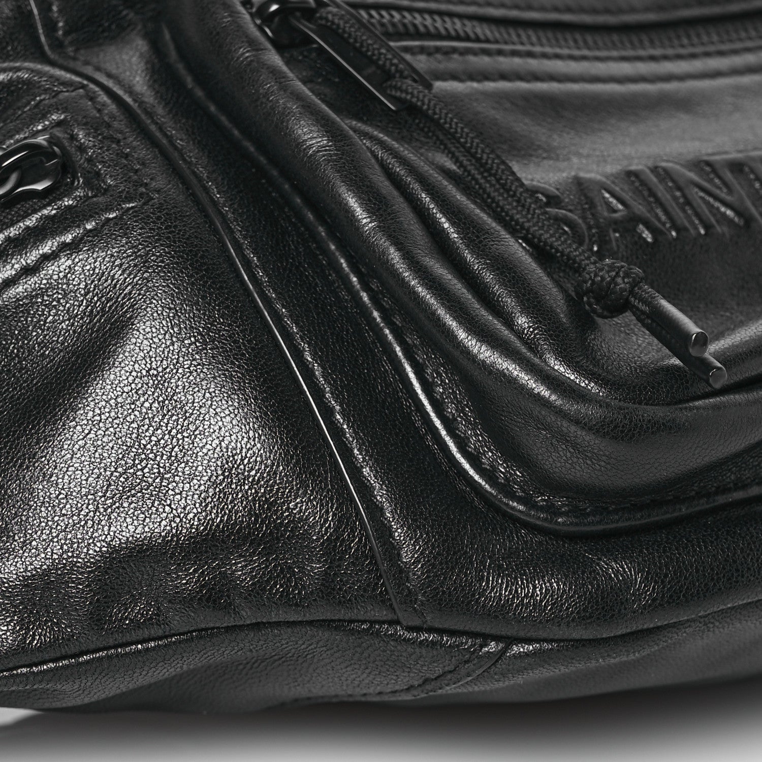 Saint Laurent Lambskin Logo Ripstop Body Belt Bag Black 9 of 11