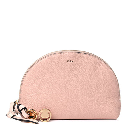Chloe Calfskin Alphabet Round Cosmetic Case Blush Nude 1 of 4