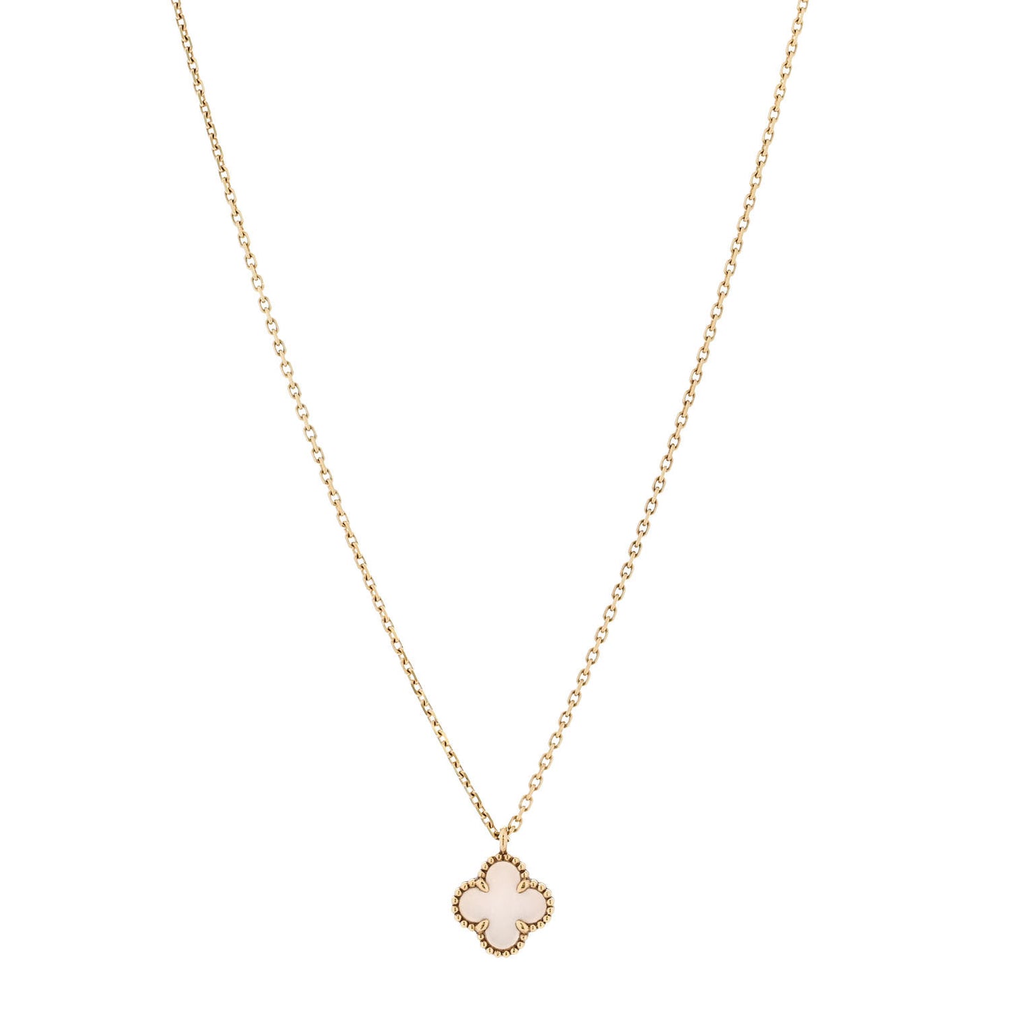 18K Yellow Gold Mother of Pearl Sweet Alhambra Pendant Necklace