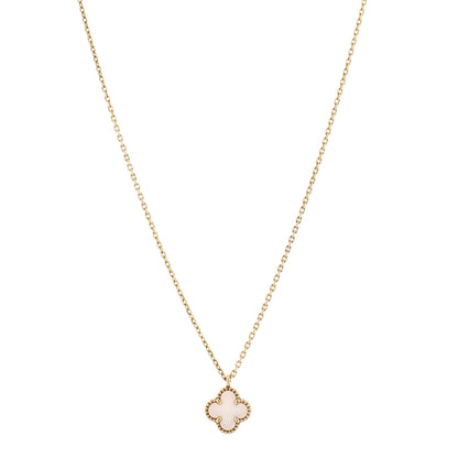 Van Cleef & Arpels 18K Yellow Gold Mother of Pearl Sweet Alhambra Pendant Necklace 1 of 6