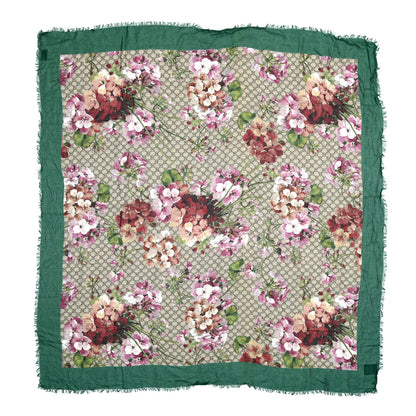Gucci Modal Silk GG Monogram Gery Square Scarf Grass Green Light Brown 1 of 4