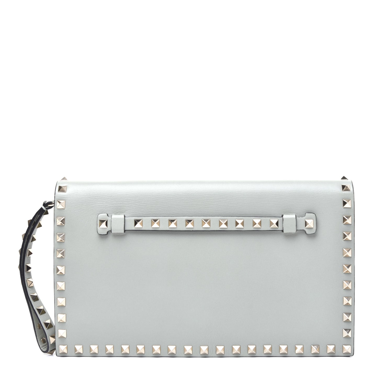 Nappa Rockstud Wristlet Clutch Water Green