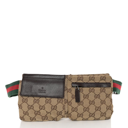 Gucci GG Monogram Double Pocket Belt Bag Dark Brown 1 of 13