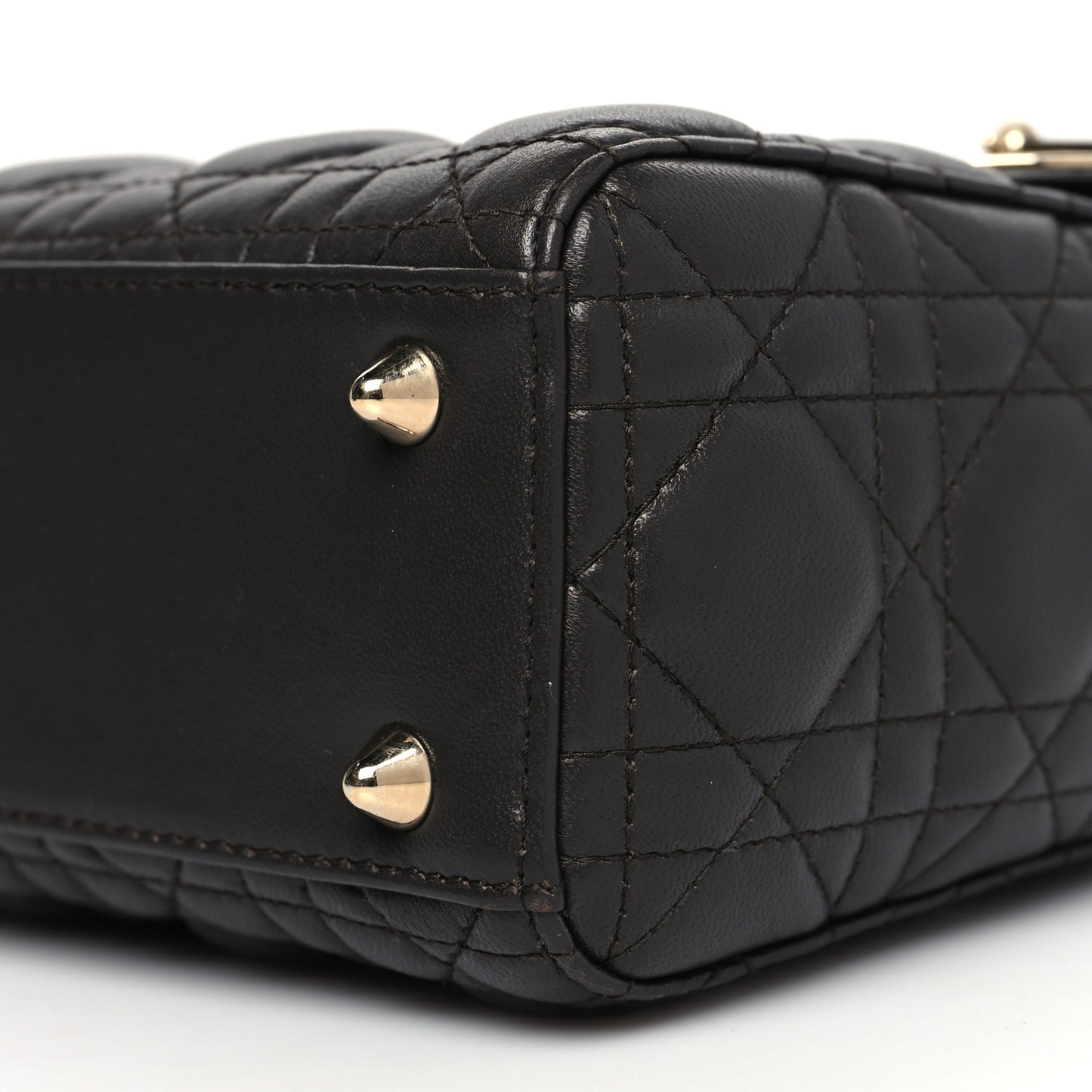 Lambskin Cannage Small Lucky Badges My Lady Dior Dark Grey