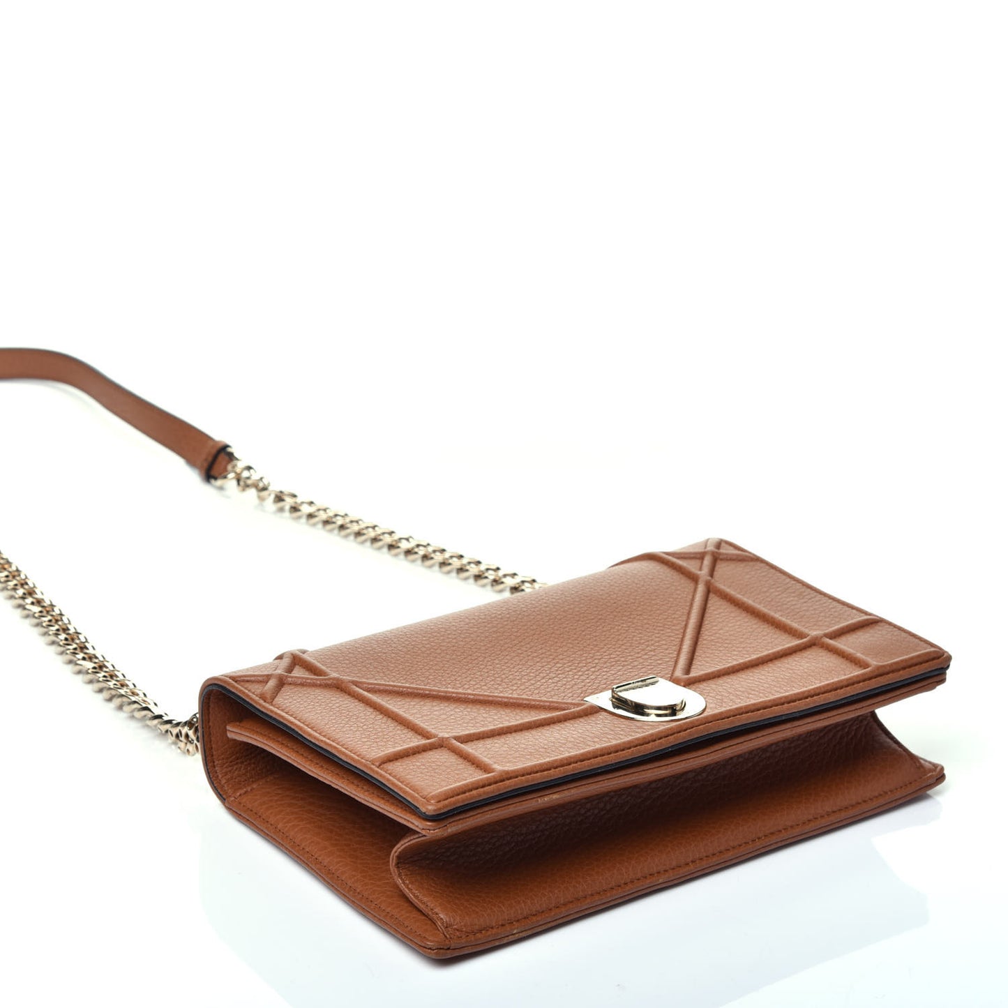 Grained Calfskin Medium Diorama Flap Bag Brown