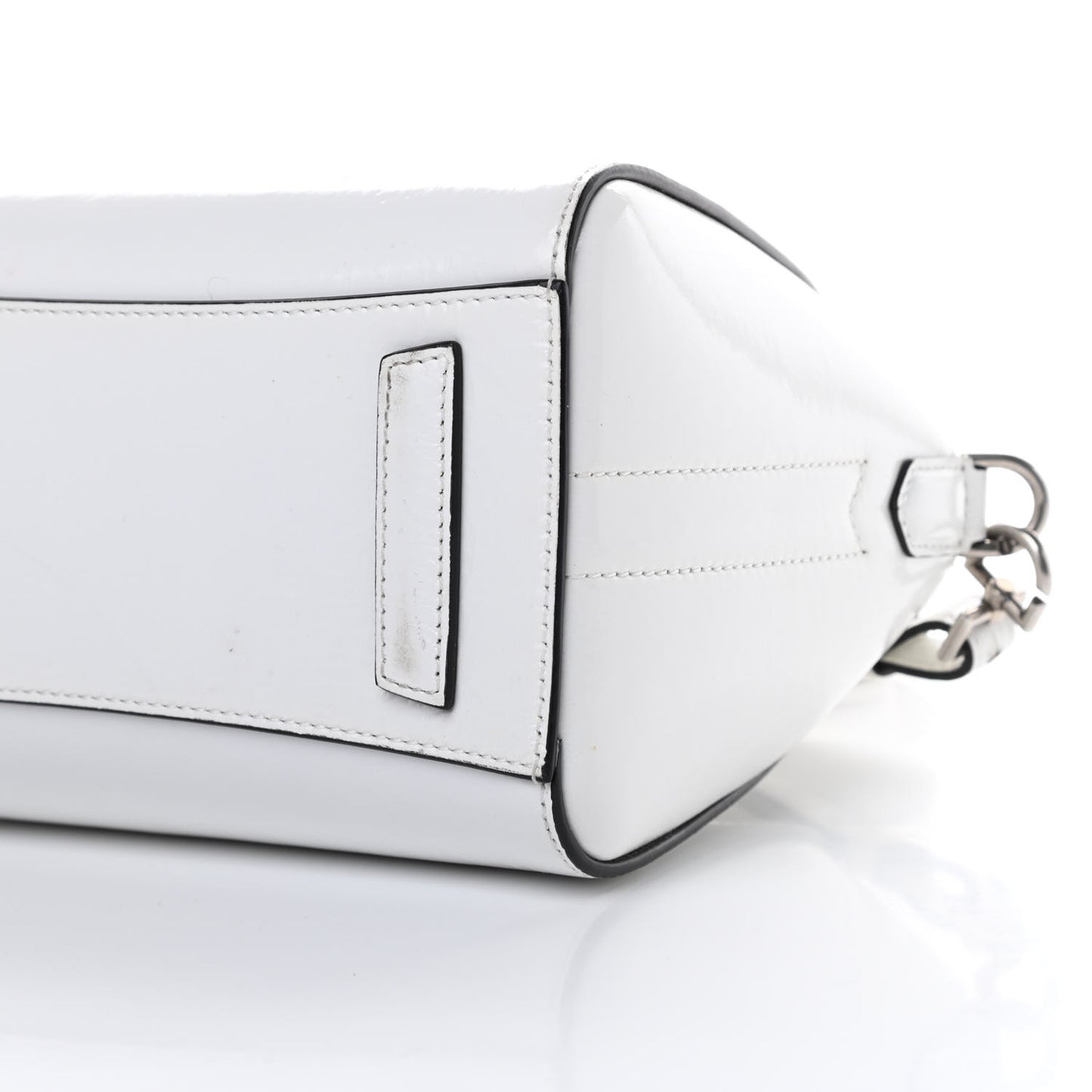 Crinkled Patent Calfskin Mini Antigona White