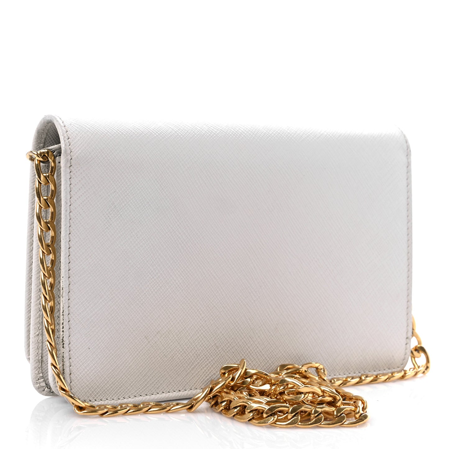 Saffiano Lux Chain Wallet White