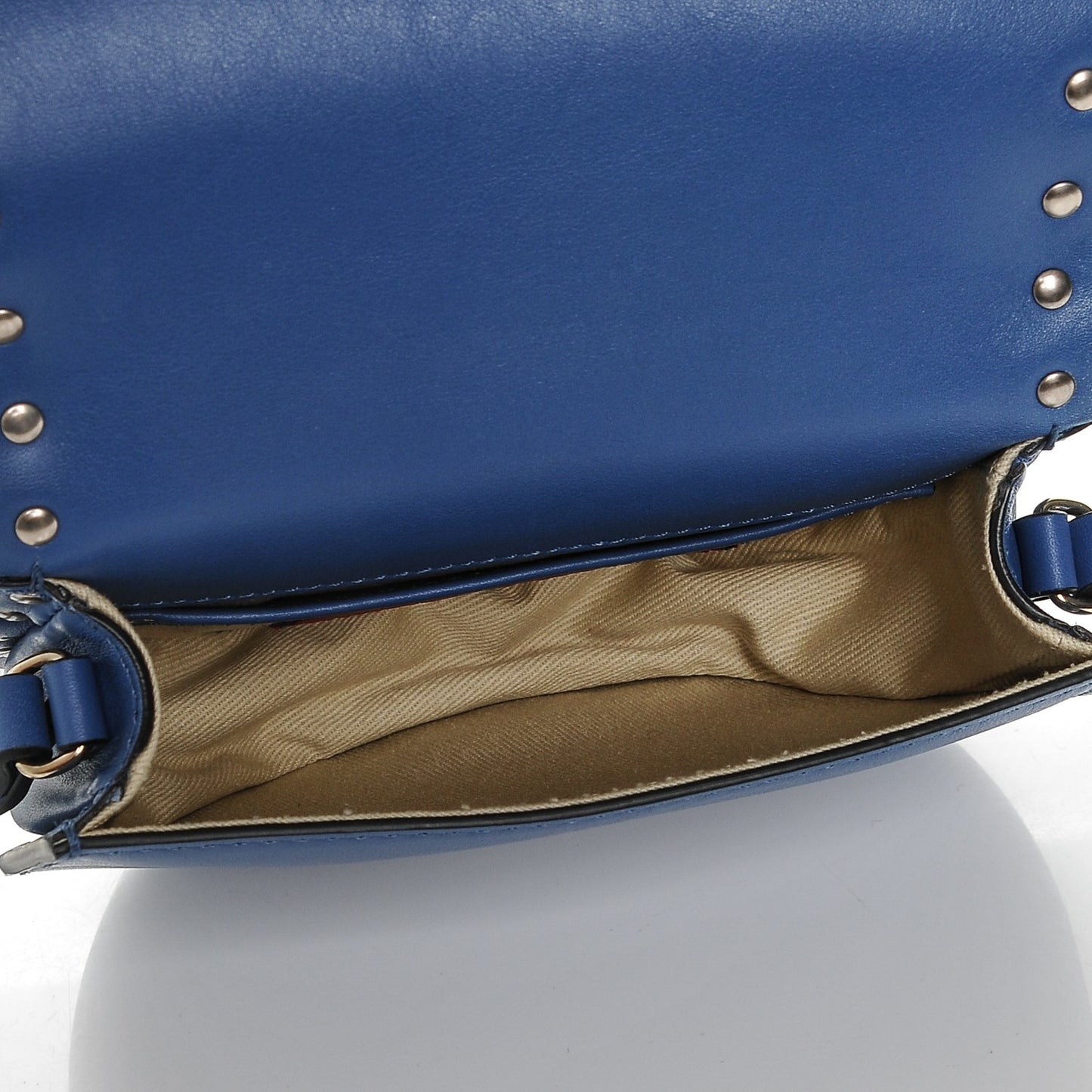 Vitello Mini Rockstud Halfmoon Saddle Bag Light Sapphire