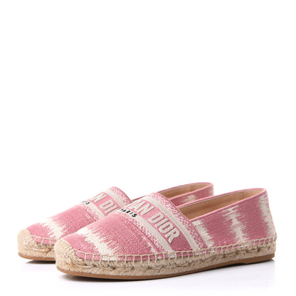 Christian Dior Cotton Embroidered D-Stripes Granville Espadrille 37 Deep Nude 3 of 9