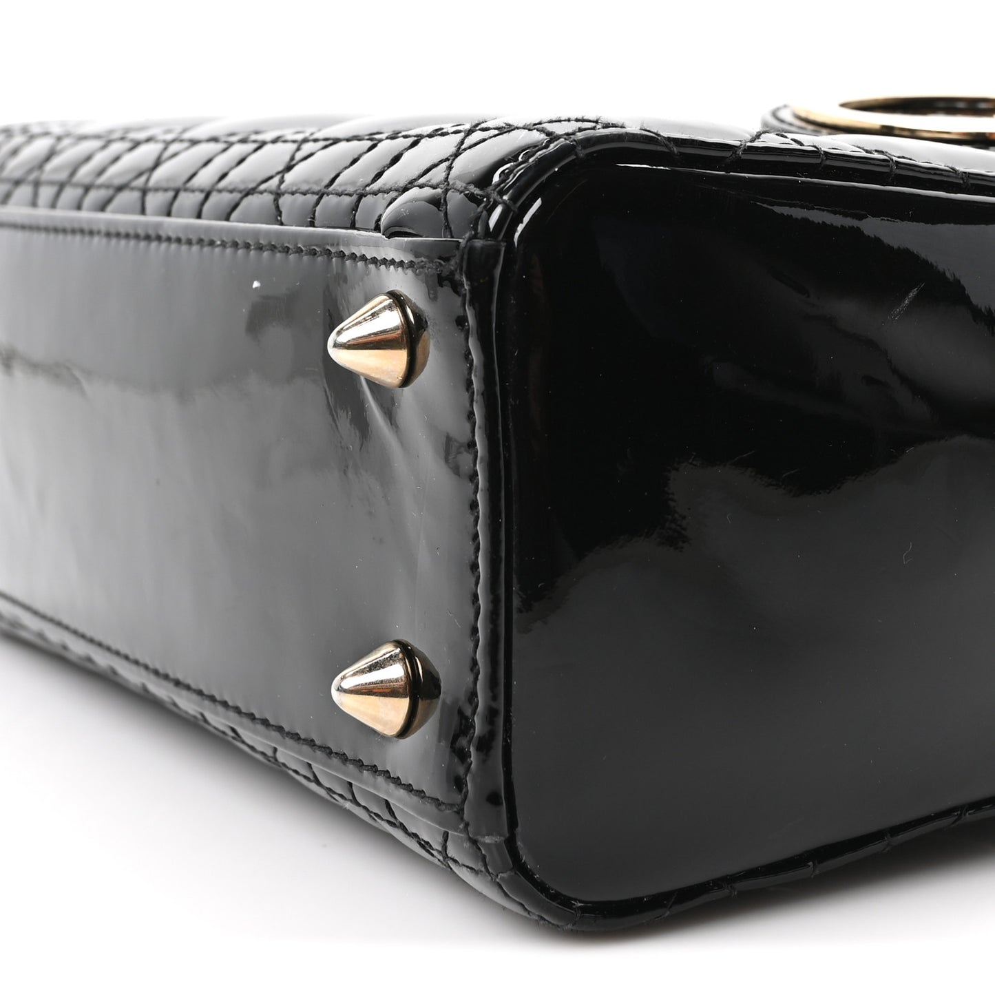Patent Cannage Small Lady Dior Black