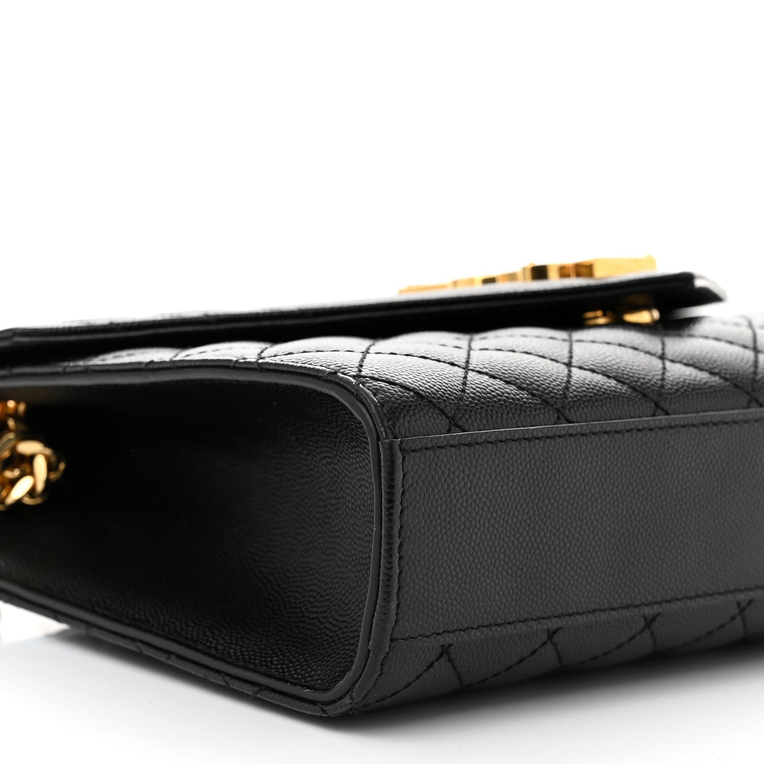Saint Laurent Grain De Poudre Textured Mixed Matelasse Triquilt Medium Monogram Satchel Black 9 of 10