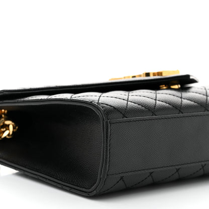 Saint Laurent Grain De Poudre Textured Mixed Matelasse Triquilt Medium Monogram Satchel Black 9 of 10