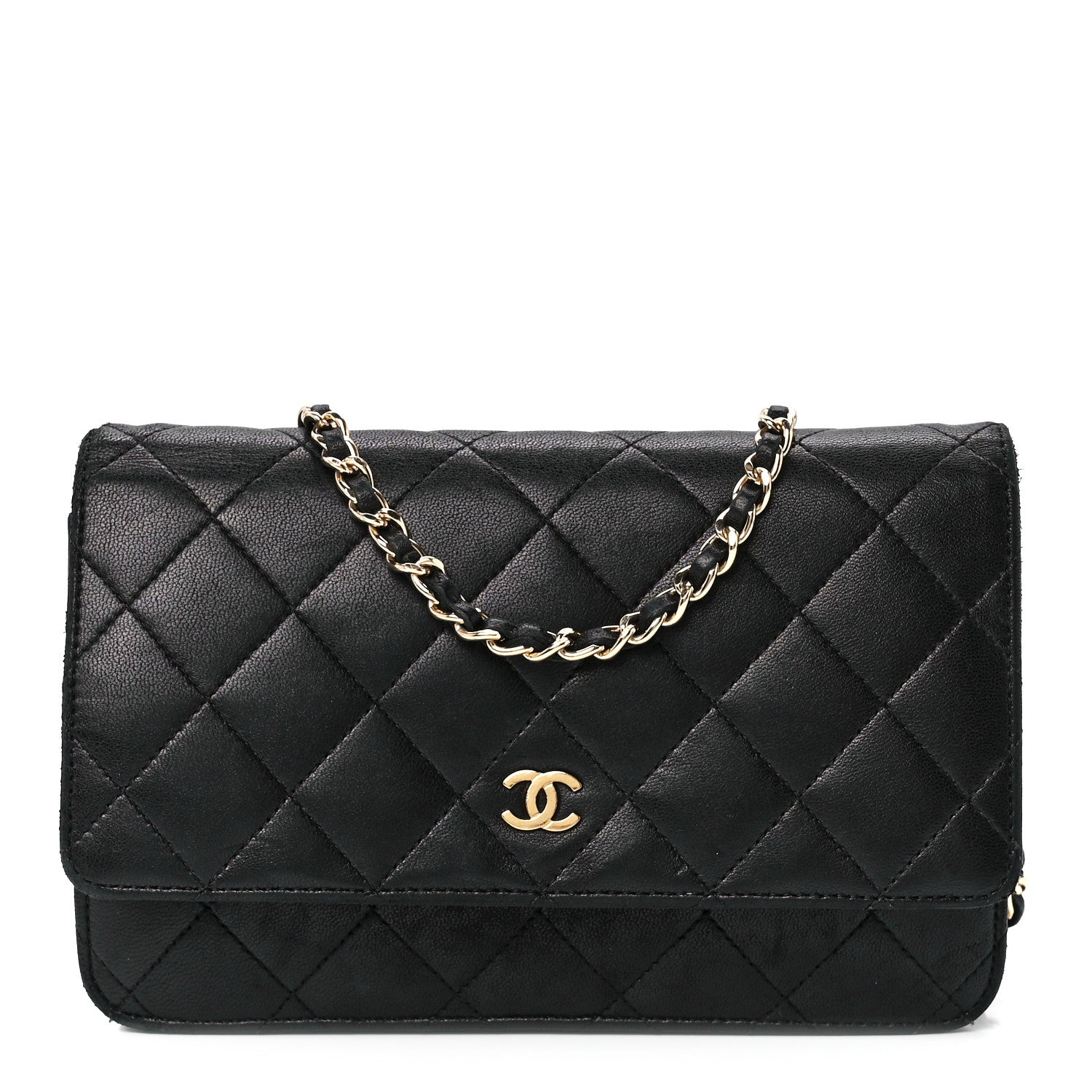 Chanel Lambskin Quilted Wallet On Chain WOC Black 1 of 12