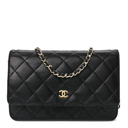 Chanel Lambskin Quilted Wallet On Chain WOC Black 1 of 12