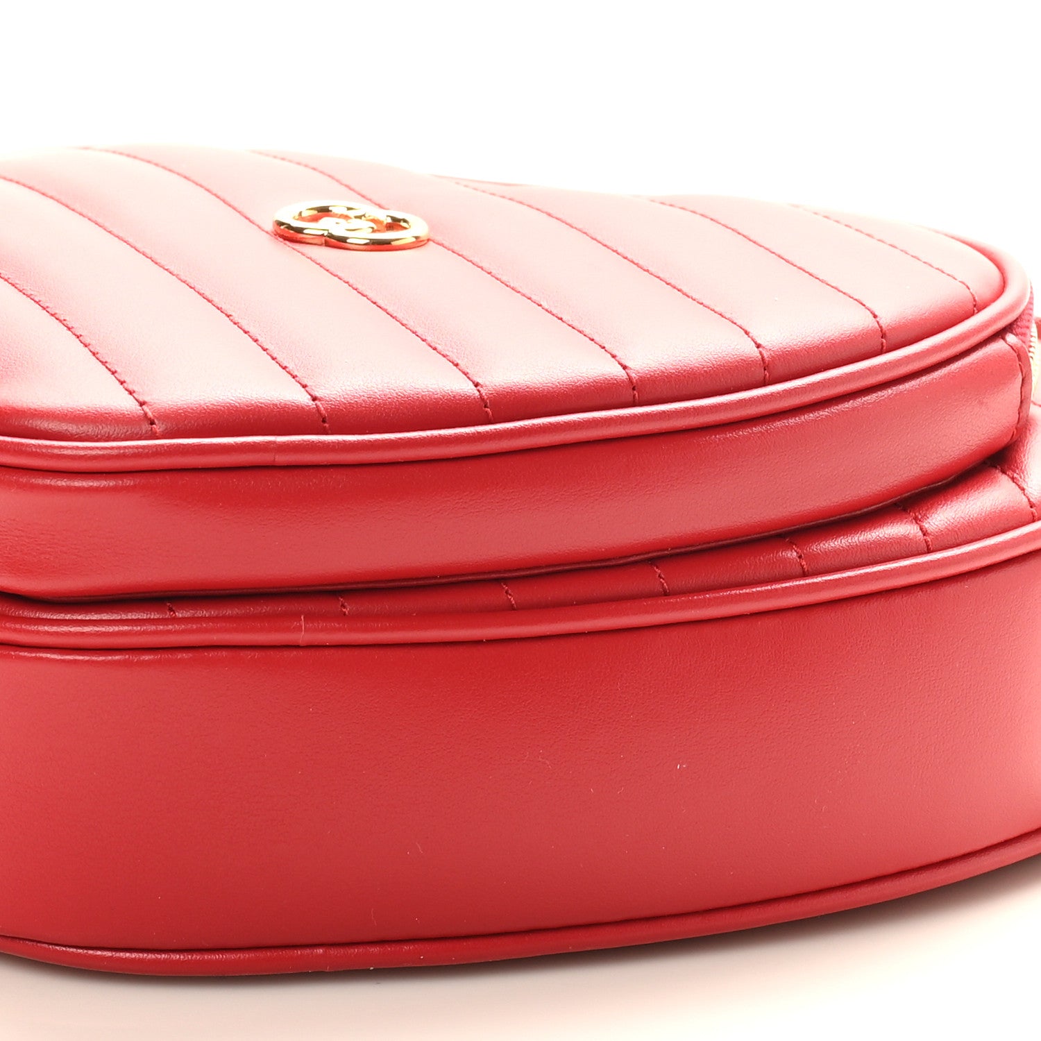 Gucci Calfskin Matelasse Diagonal Mini Interlocking G Heart Shoulder Bag Hibiscus Red 11 of 11