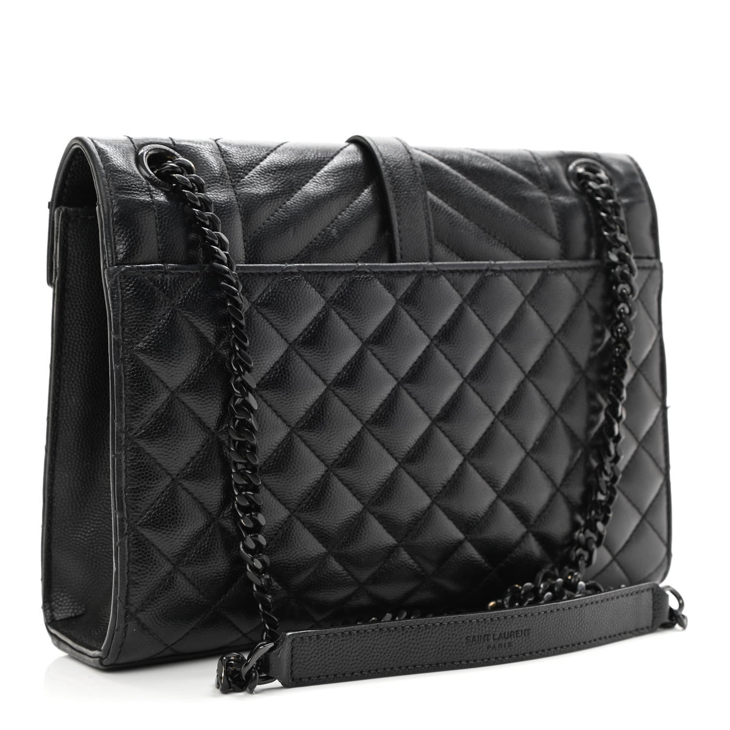 Grain De Poudre Textured Mixed Matelasse Triquilt Medium Monogram Satchel Black