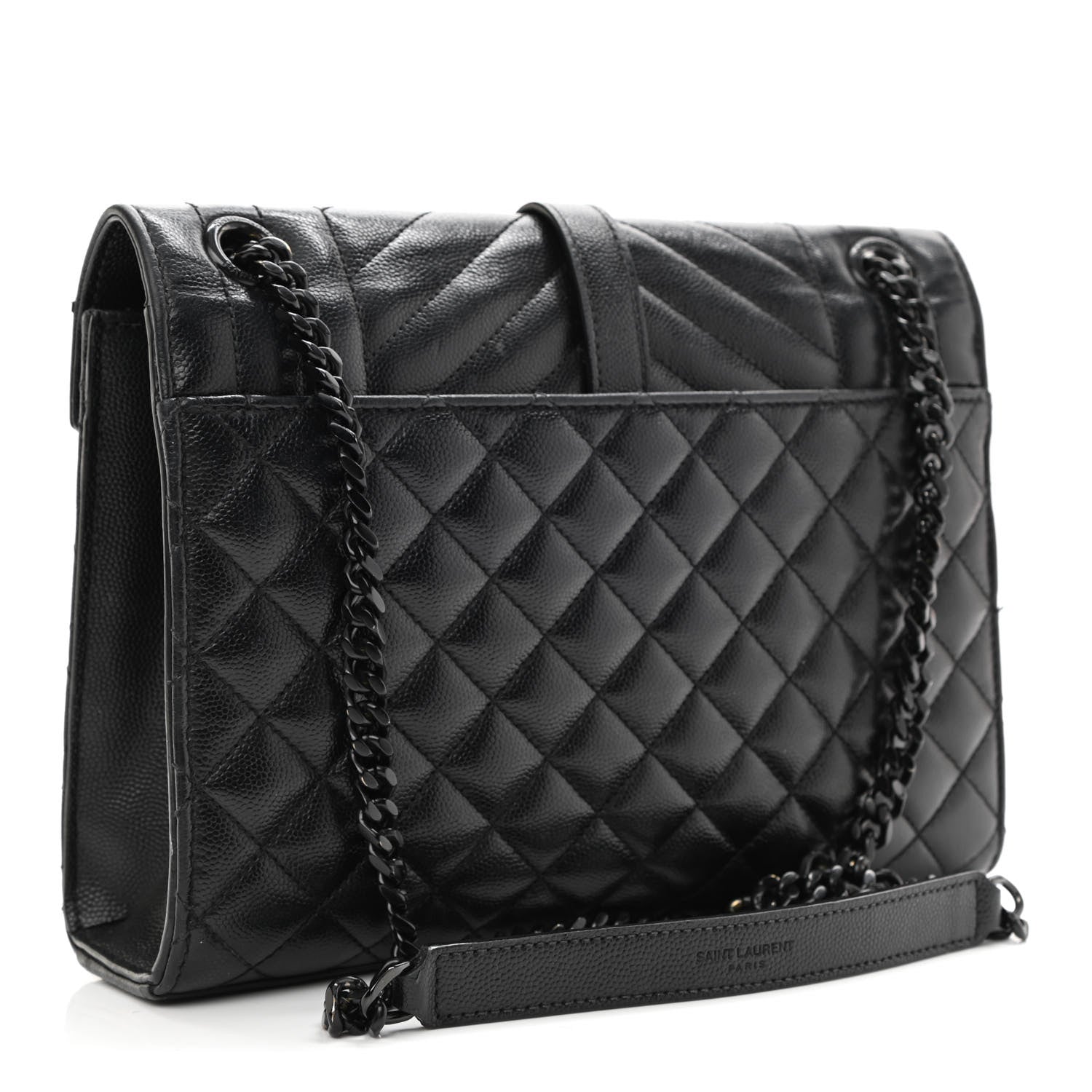 Saint Laurent Grain De Poudre Textured Mixed Matelasse Triquilt Medium Monogram Satchel Black 3 of 13