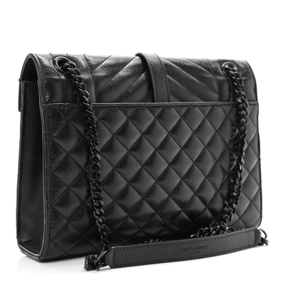 Saint Laurent Grain De Poudre Textured Mixed Matelasse Triquilt Medium Monogram Satchel Black 3 of 13