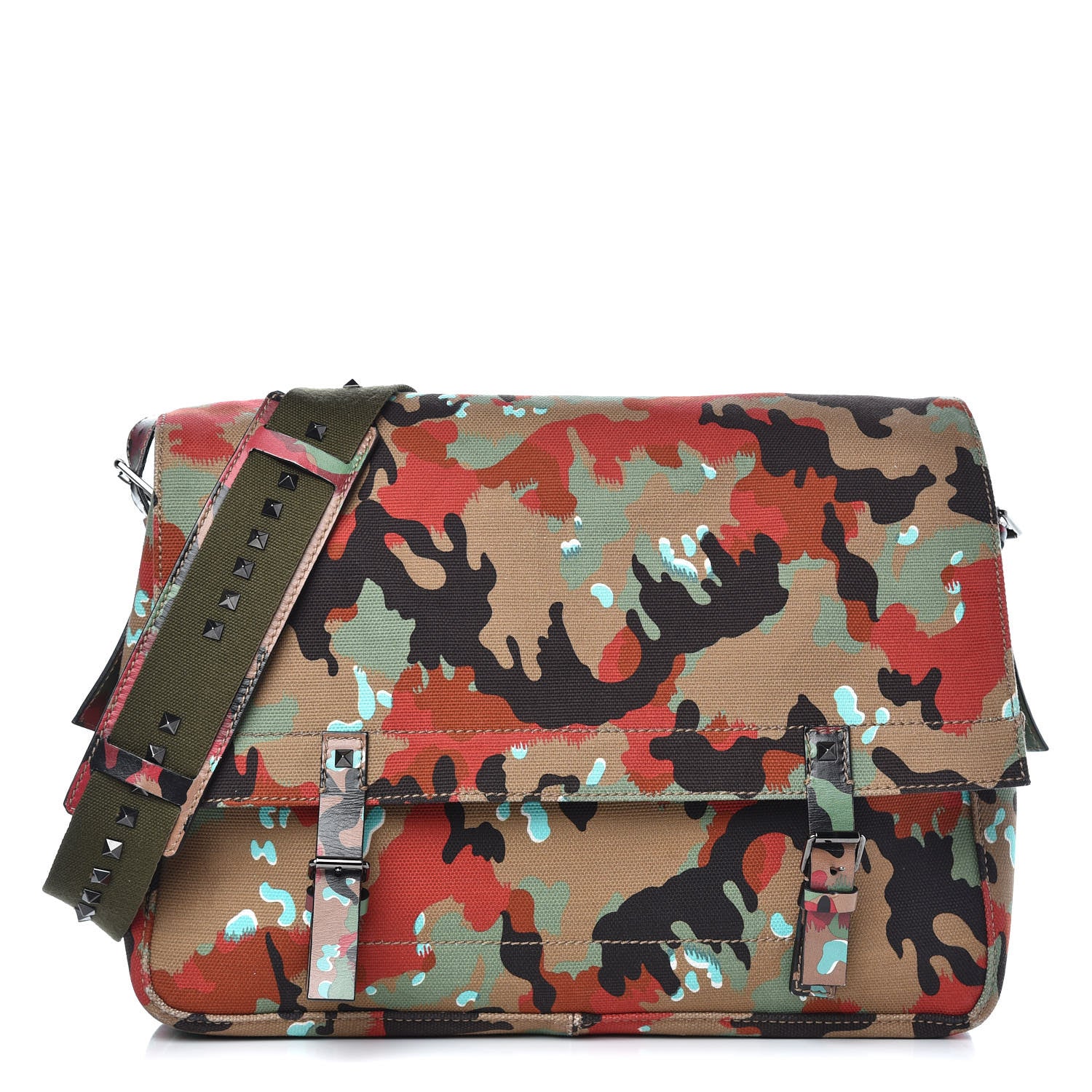 Valentino Garavani Canvas Camouflage Rockstud Messenger 1 of 12