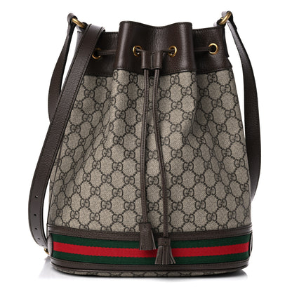 Gucci GG Supreme Monogram Web Ophidia Bucket Bag Brown 1 of 10