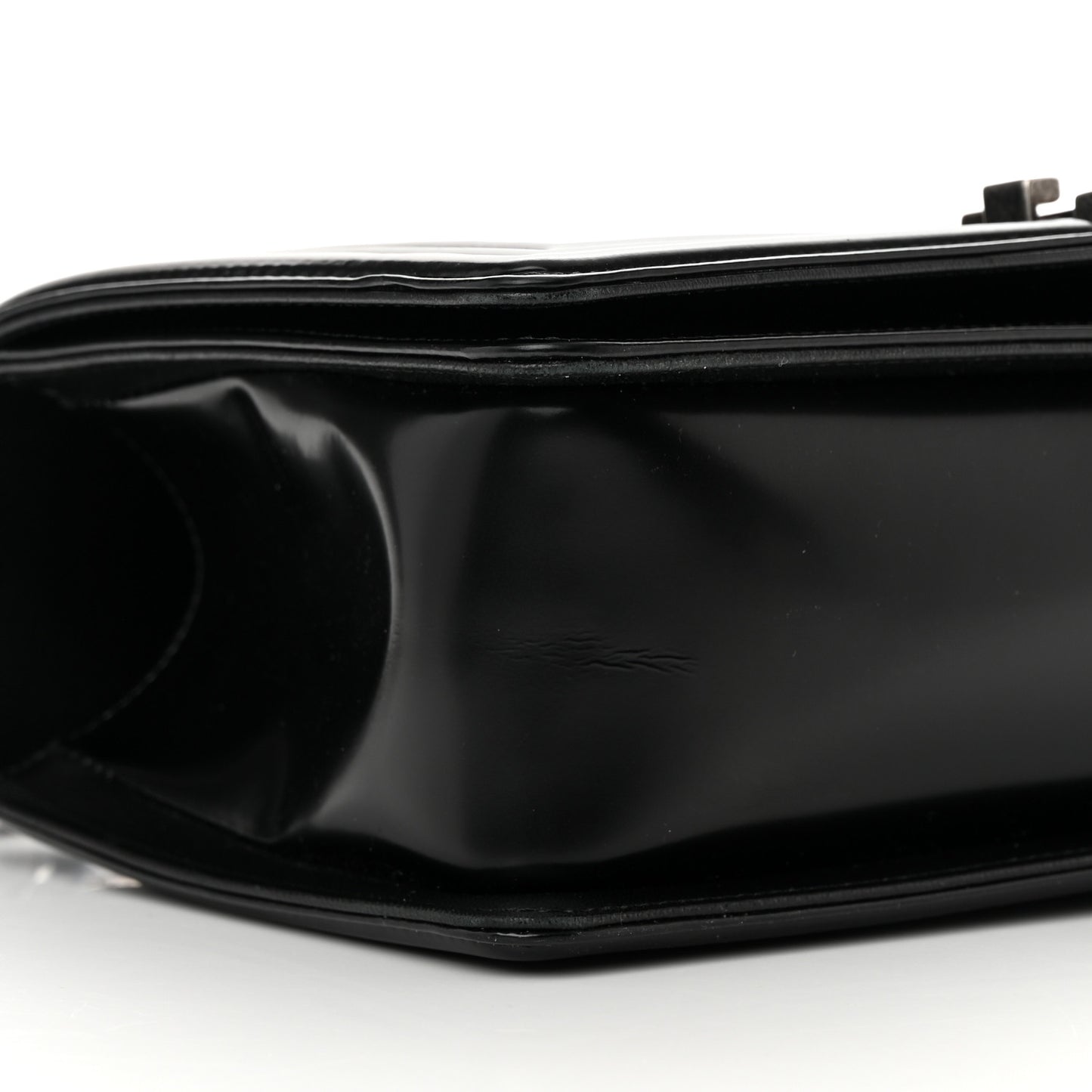 Glazed Calfskin Medium Boy Flap Black