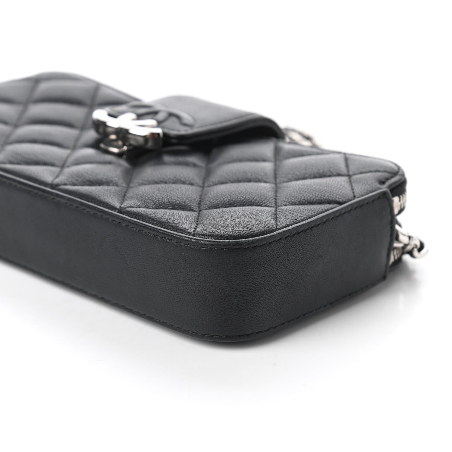 Chanel Lambskin Quilted CC Box Clutch With Chain Black 7 of 12