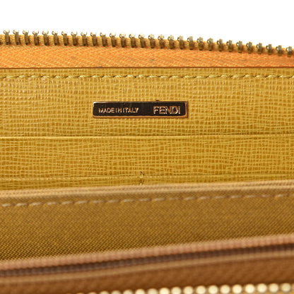 Fendi Zucca Spalmati Vitelllo Elite Zip Around Wallet Tobacco Yellow 6 of 11