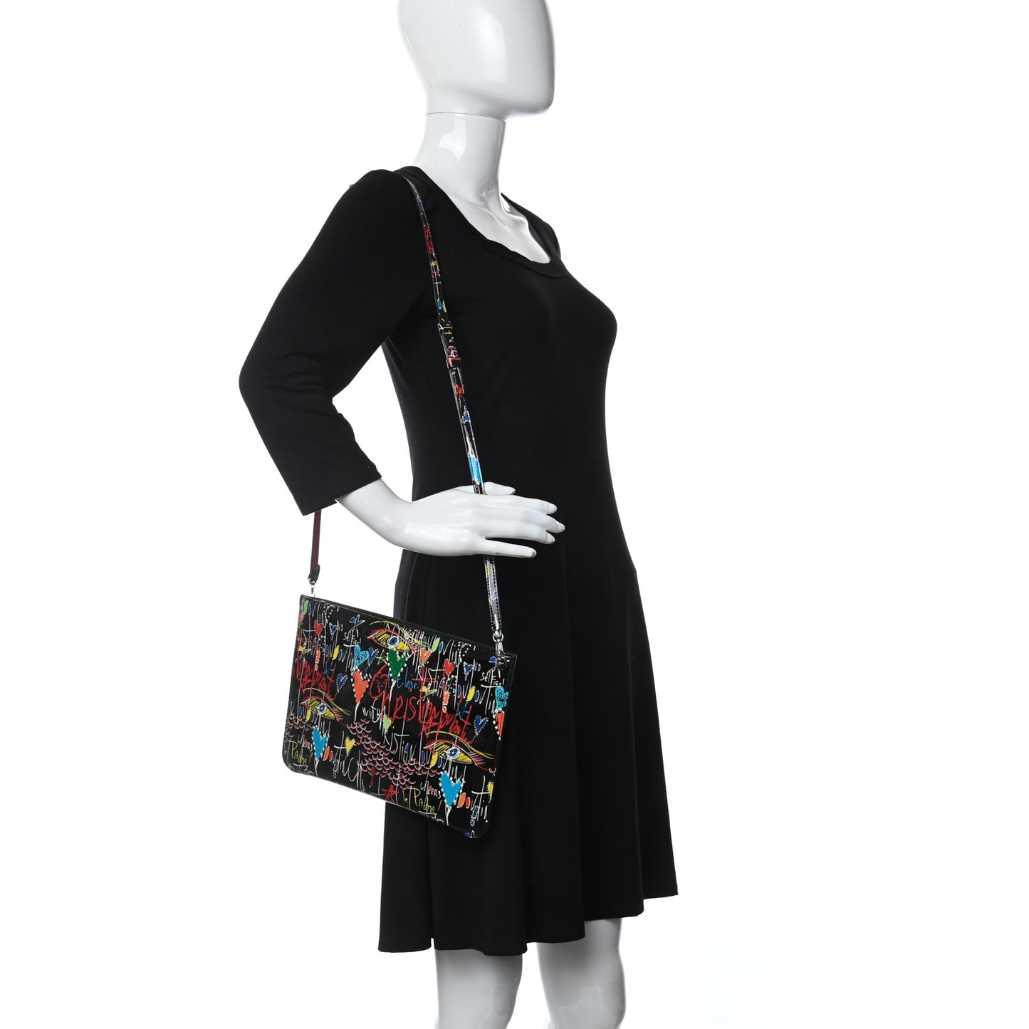 Patent Loubitag Loubiclutch Graffiti Clutch Black