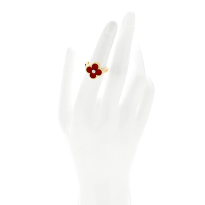 Van Cleef & Arpels 18K Yellow Gold Diamond Carnelian Vintage Alhambra Ring 51 5.75 2 of 6