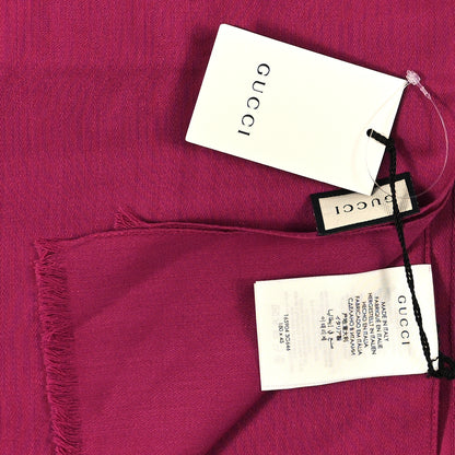 Gucci Wool Silk GG Monogram GGNat Scarf Fuchsia 3 of 3