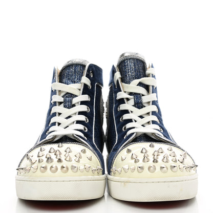 Christian Louboutin Lame Lou Spikes Flat Sneakers 39 Blue 2 of 8